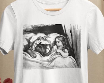 Wolf Red Riding Hood- Gustave Dore shirt, fairy-tale shirt, Art, Engraving, Cat shirt, funny shirt, Renaissance, Dore shirt, Art, Cute Gift