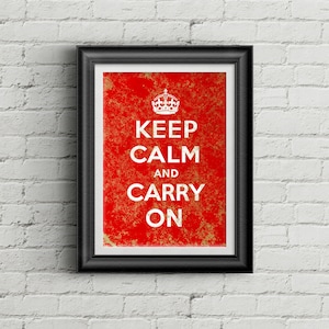 ダメージ加工/グランジの「Keep Calm and Carry On」プリント - ビンテージ風、レトロ、カルト、イギリス風、第二次世界大戦、第二次世界大戦、ポスター、KCCO、ウォールアート、クールなギフト！