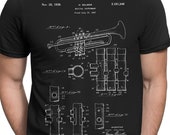 Trumpet Selmer Patent, T-shirt S-XXL Men Women, Miles Davis, Classical, Music, Jazz, Blues, Vintage, Blueprint, Cool Gift