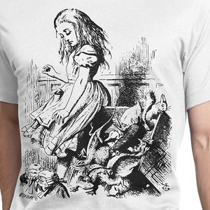 Alice in Wonderland Drawing John Tenniel T-shirt S-XXL Lewis Carroll, Literature, Illustration, Genius, Cool Gift