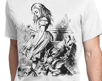 Alice in Wonderland Drawing John Tenniel T-shirt S-XXL Lewis Carroll, Literature, Illustration, Genius, Cool Gift
