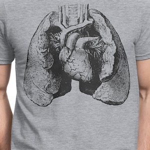Heart and Lungs T-shirt S-XXL Old Anatomy Sketch, Medicine, Alchemy, Middle ages, Enlightenment, Science, Cool Gift