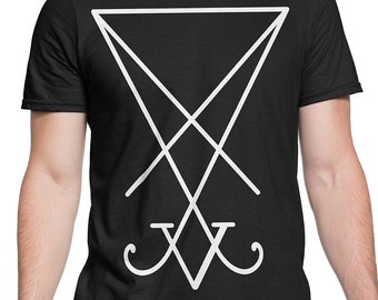 Lúcifer sigil camiseta masculina/feminina S-XXL baphomet satanás, maçons, pentagrama, mal, satânico, oculto, magia, música, legal