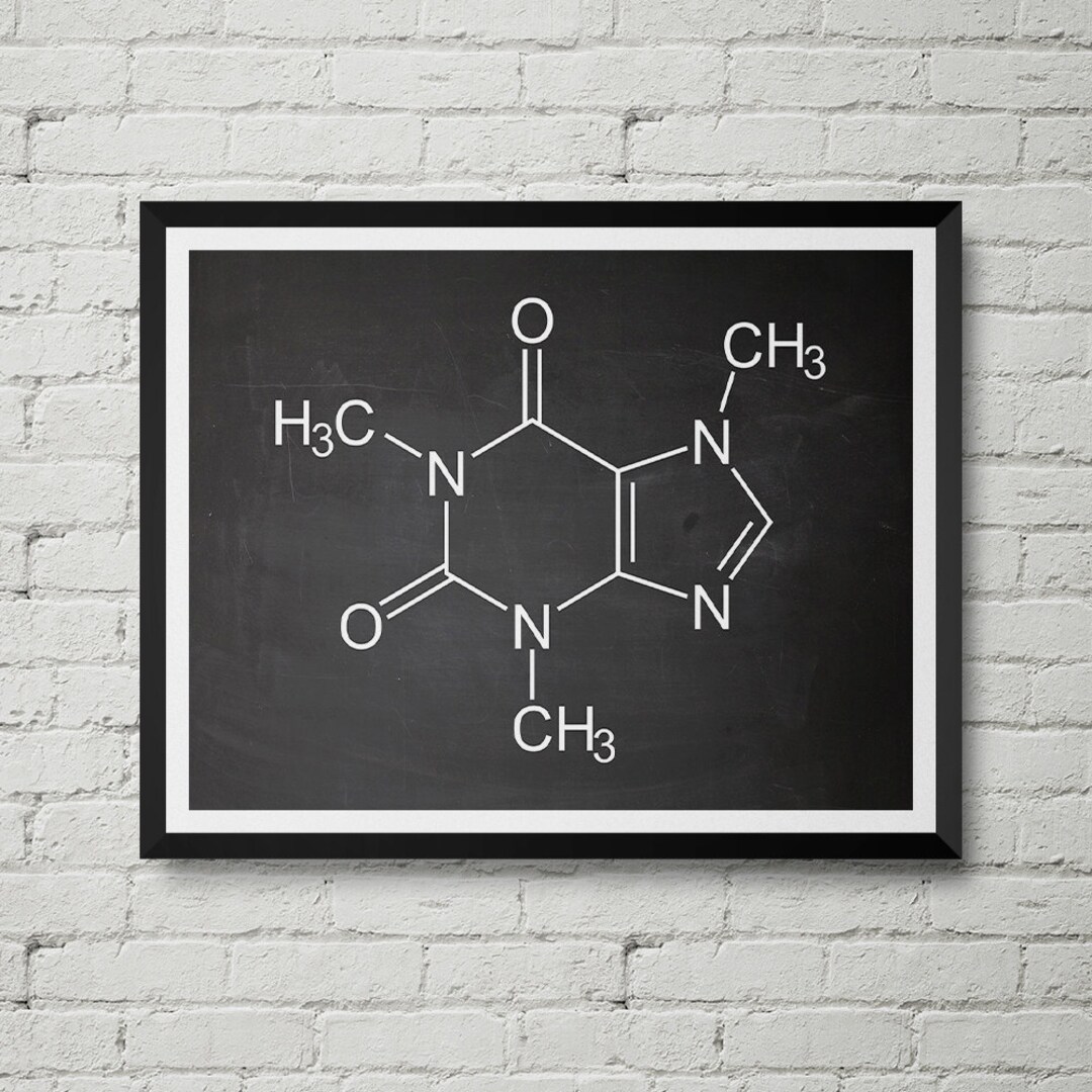 Caffeine Molecule Print - Cafe, Coffee, Drink, Chemistry, Schematic ...