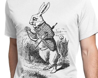 Alice in Wonderland 6 Drawing John Tenniel T-shirt S-XXL White Rabbit Lewis Carroll Literature Illustration, Cool Gift