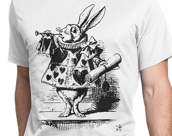 Alice in Wonderland 3 Rabbit Drawing John Tenniel T-shirt S-XXL Lewis Carroll, Literature, Illustration, Genius, Cool Gift