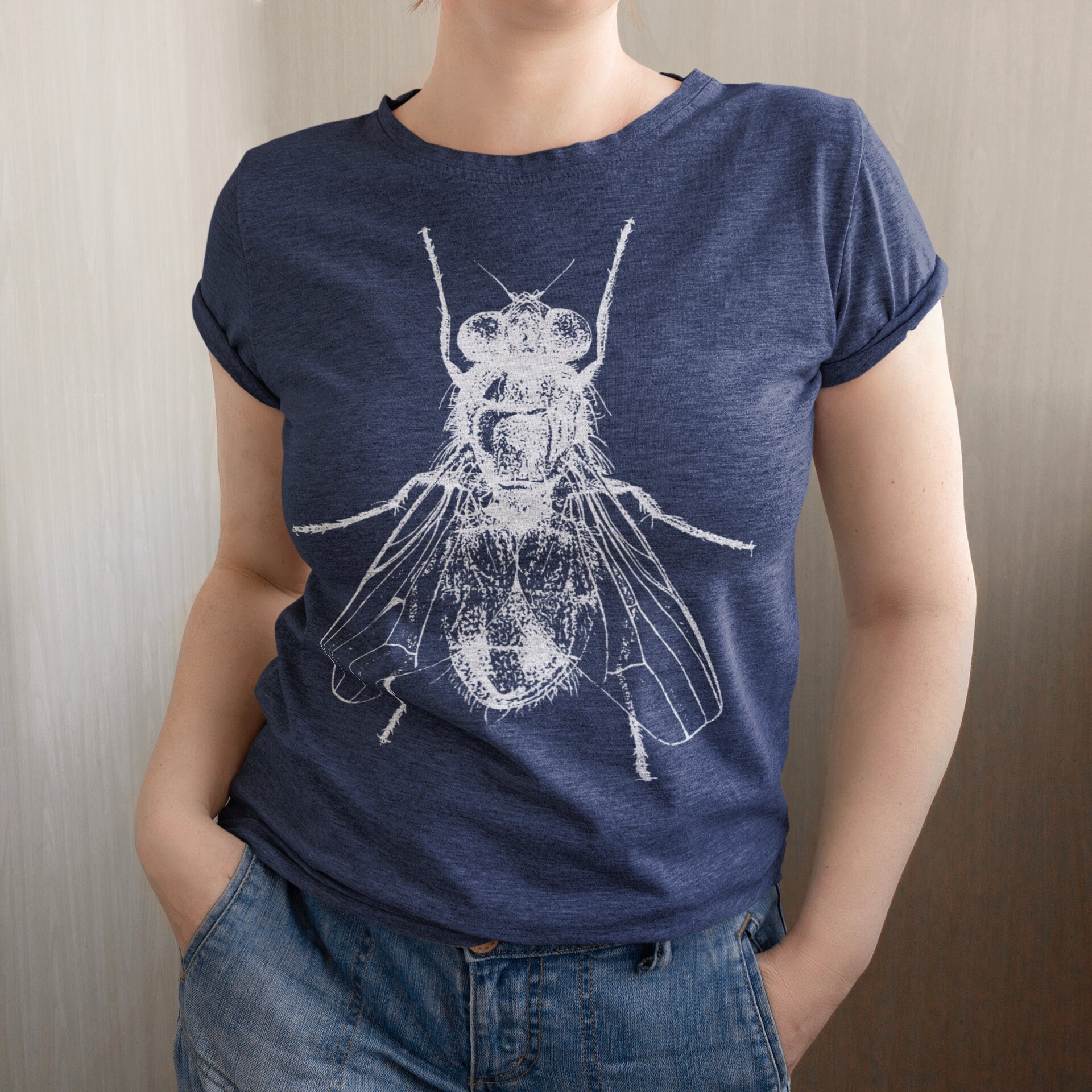 IlluminaTee House Fly (White) T-Shirt S-XXL Vintage Entomology Drawing, Insect, Enlightenment, Science, Cool Gift IlluminaTee House Fly (White) T-Shirt S-XXL Vintage Entomology Drawing, Insect, Enlightenment, Science, Cool Gift
