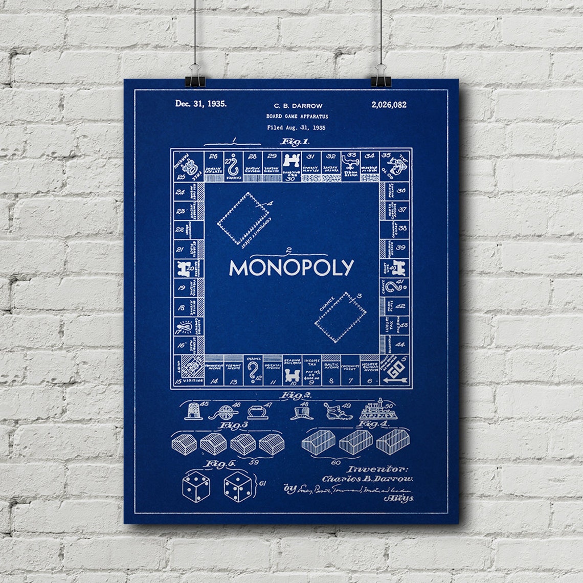 Monopoly Game 1935 Patent Print Board Game Business Games Etsy
