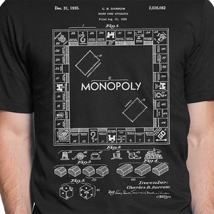 Monopoly Game 1935 Patent T-shirt S-XXL Men/Women, Board Game, Business, Game, Games, Cool Gift!