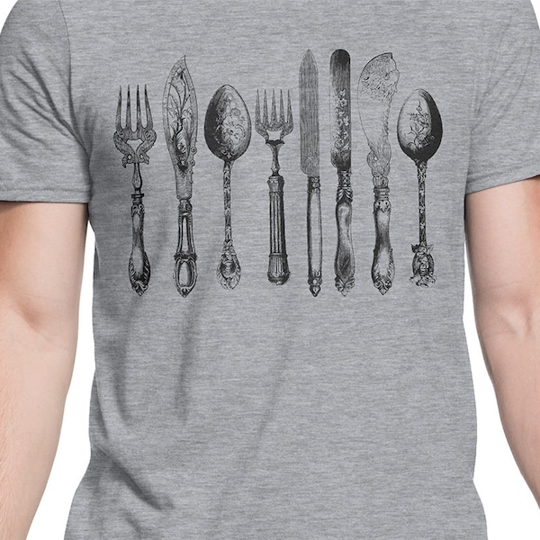 Antique Cutlery Engraving Men/Women T-shirt S-XXL Royalty, Nobility, Aristocracy, Victorian, Elisabethen, Cool Gift