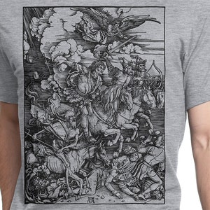 Four Horsemen of the Apocalypse 1497 T-shirt S-XXL Albrecht Dürer Engraving, Purgatory, Religion, Christianity, Cool Gift