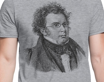 Schubert T-shirt S-XXL Classical Music, Beethoven, Composer, Bach, Chopin, Tchaikovsky, Piano, Symphony Genius, Cool Gift!
