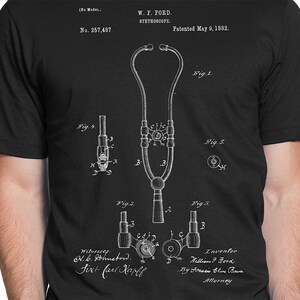 Stethoscope Patent, T-shirt S-XXL Men/Women, Medicine, MD, Doctor, Vintage, Blueprint, Cool Gift!