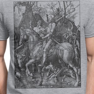 Knight Death and The Devil 1513 T-shirt S-XXL Albrecht Dürer Engraving, Purgatory, Religion, Christianity, Cool Gift!