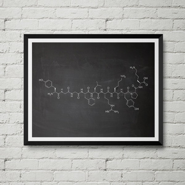 Alpha Neo-Endorphin Molecule Print - Endorphins, Neurotransmitter, Chalkboard, Blueprint, Poster, Wall Decor, Wall art, Cool Gift!