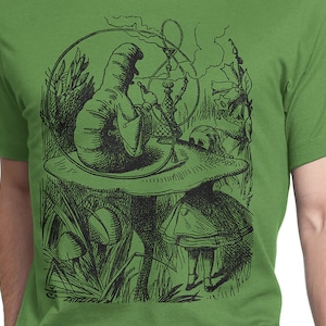 Alice in Wonderland 7 Drawing John Tenniel T-shirt S-XXL Caterpillar Lewis Carroll Literature Illustration, Cool Gift