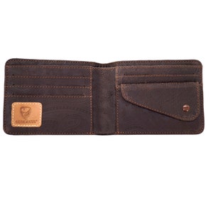 Cartera de cuero hecha a mano, fabricada en Grecia.