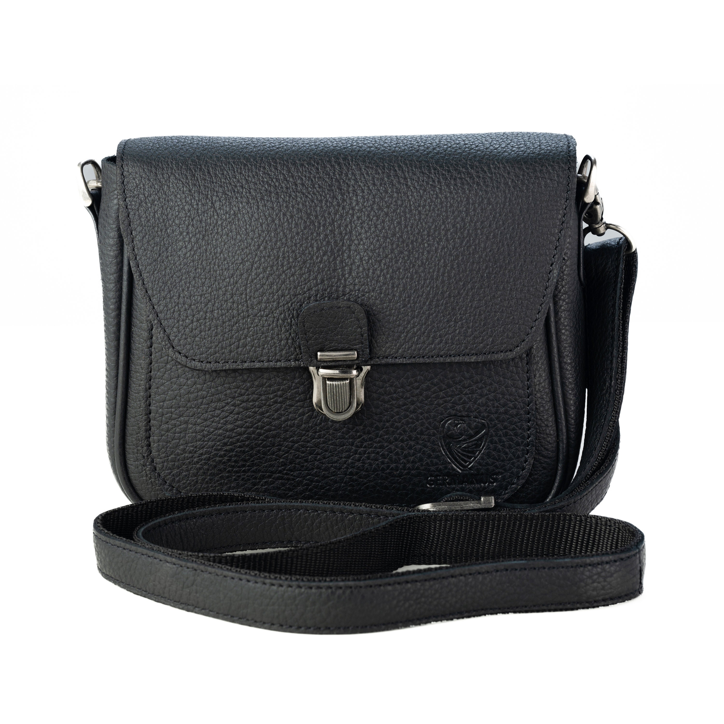 GERMANUS Marsupio E Borsa A Tracolla In Ecopelle - Unisex, 4 Litri, 3 Tasche, Cerniere, Cinghia Regolabile - Colore Nero - 5