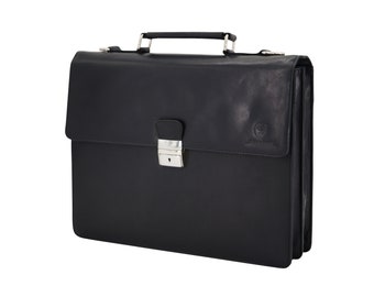 Porte-documents fait main "David" en cuir de GERMANUS comme sac d'affaires et sac pour ordinateur portable