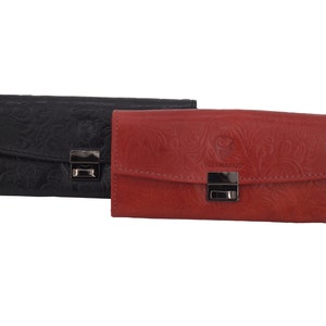 Handgemachte Kellner Geldbörse aus Leder mit Paisley Flower Prägung