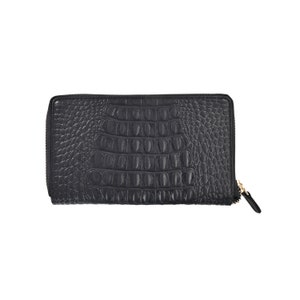 Handgefertigte Geldbörse Shari für Damen aus Leder mit Croco Print