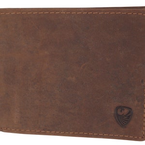 Cartera de cuero hecha a mano, Carlo para tarjetas de crédito, billetes, monedas