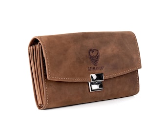 Handmade waiter's wallet Toni, gastro wallet made of genuine leather, wild brown