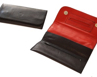 Handmade leather tobacco pouch &quot;GERMANUS&quot; Tobacco pouch by GERMANUS in red and black