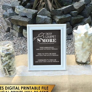 Menú S'more, Disfrute de un signo de Smore gourmet, signo de S'more, menú de Smores, barra de Smore gourmet, signo imprimible de descarga instantánea estilo pizarra de 8x10"