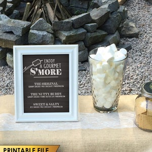 S'more Menü, genießen Sie ein Gourmet Smore Zeichen, S'more Zeichen, Smores Menü, Gourmet Smore Bar, 20x10 Zoll Tafel Stil Sofortiger Download druckbare Zeichen