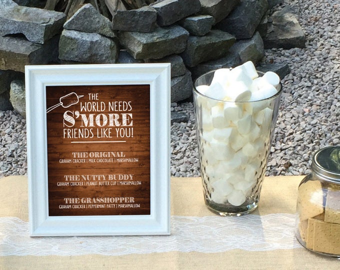 S'more Menu, The World Needs S'more Friends Like You Smore Menu, Smores, Smore Bar, 8x10” Rustic Wood Style Printable Instant Download Sign