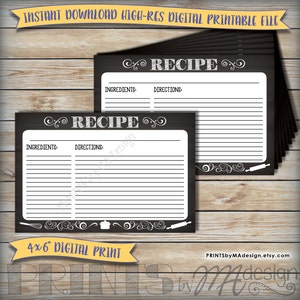 Receptkaart, afdrukbaar schoolbordontwerp, bruiloft douche bruids douche receptkaart, schrijf uw recept, 4x6" digitale print Instant Download