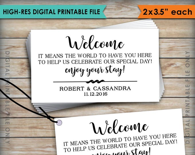 Wedding Tags, Welcome Bag Cards, Out of Town Welcome Labels, Destination Wedding Enjoy Your Stay Tags, Custom 2x3.5" Digital Printable Files