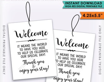 Wedding Tags, Welcome Bag Tags, Hotel Gift, Out of Town Guests, Destination Wedding, 4 Printable Thank You Tags Per Sheet, Instant Download