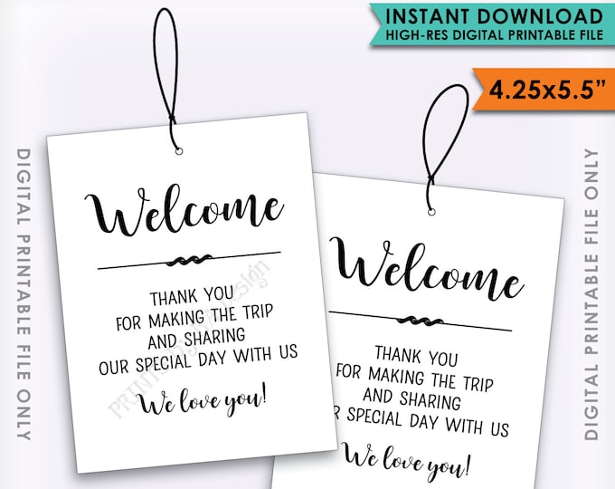 Wedding Tags, Welcome Bag Tags, Hotel Gift, Out of Town Guests, Destination Wedding, Thank You Tags, Instant Download Digital Printable File