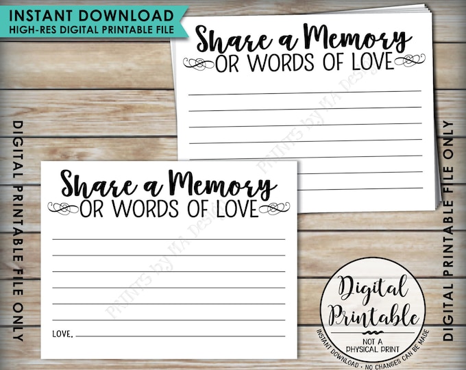 Share a Memory Card, Share Memories, Write a Memory, Please Leave a Memory, Memorial Card, Graduation, PRINTABLE 8.5x11" Sheet <ID>