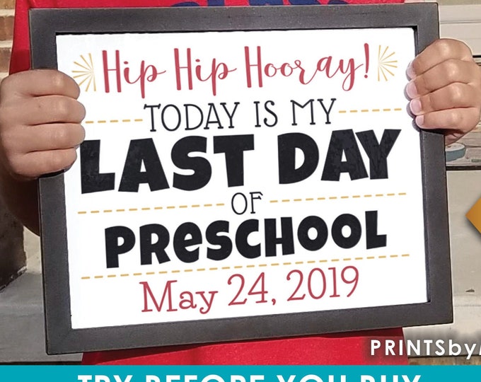 SALE!! Last Day of School Sign, Custom Grade Date and Colors, School's Out Photo Prop, PRINTABLE 8.5x11" Sign <Edit Yourself w/Corjl>