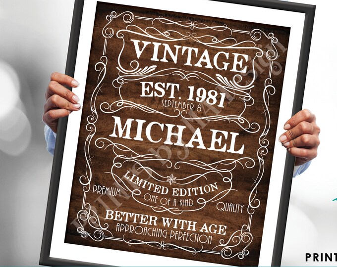 Editable Vintage Birthday Sign, Better with Age Liquor Themed Party, Custom PRINTABLE Rustic Wood Style 8x10/16x20" <Edit Yourself w/Corjl>