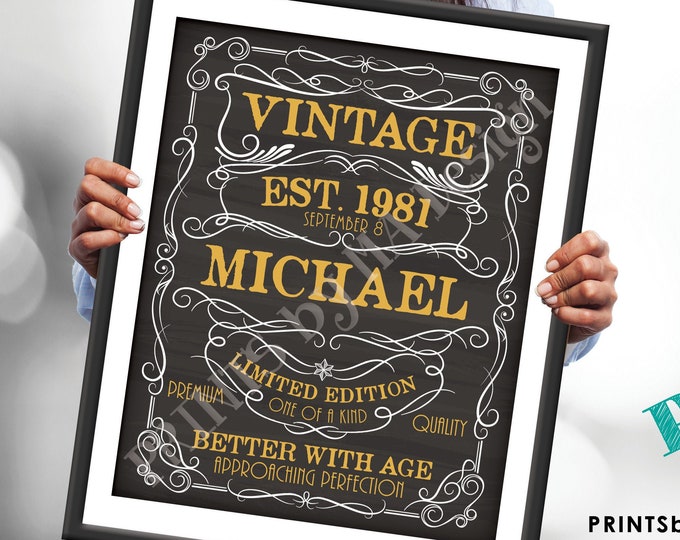 Editable Vintage Birthday Sign, Better with Age Liquor Themed Party, Custom PRINTABLE Chalkboard Style Sign, Color <Edit Yourself w/Corjl>