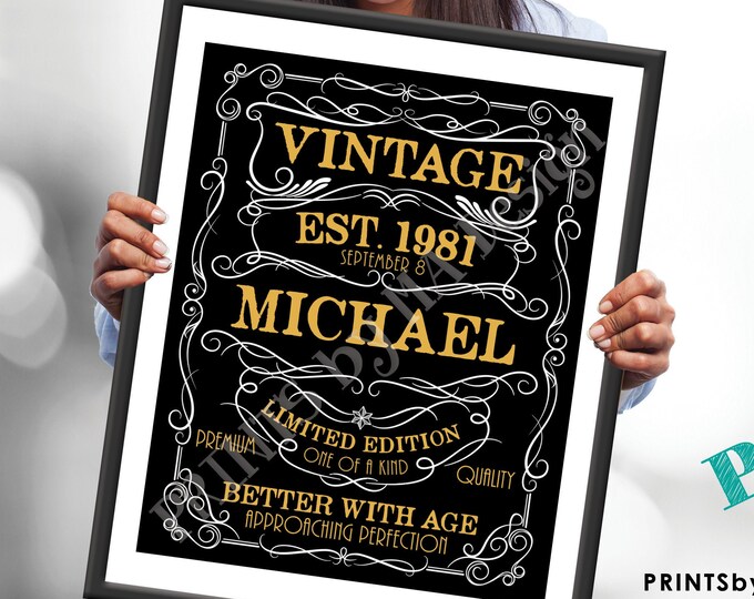 Editable Vintage Birthday Sign, Better with Age Liquor Themed Party, Color Background, Custom PRINTABLE Sign <Edit Yourself w/Corjl>