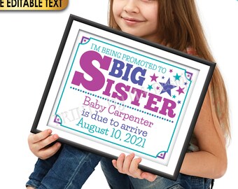 Big Sister Announcement Sign. DIGITAL FILE. 2nd Child Pregnancy ...