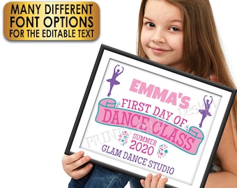 First Day of Dance Class Sign, Editable 1st Day of Ballet, Custom PRINTABLE 8x10/16x20” Dancing Photo Prop <Edit Yourself w/Corjl>