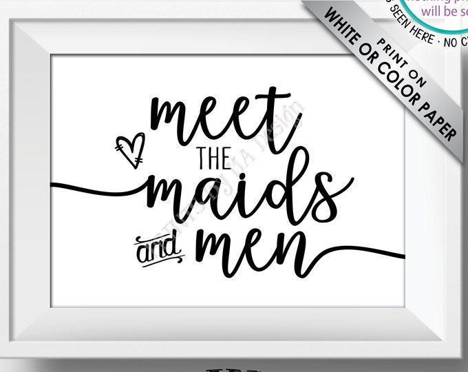 Meet the Maids & Men Sign, Bridal Party Introduction, Maids and Men, Bridesmaids and Groomsmen Display, PRINTABLE 5x7” Wedding Sign <ID>
