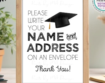 Address an Envelope Sign for a Graduation Party, Write Your Name and Address on an Envelope, PRINTABLE 5x7” Addressee Sign <ID>