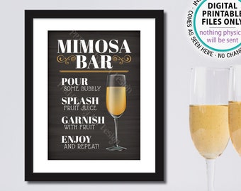 Mimosa Bar Sign, Make your own Mimosa Sign, PRINTABLE 5x7” Chalkboard Style Sign <Instant Download>