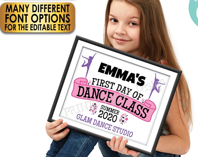 First Day of Dance Class Sign, Editable 1st Day of Modern Dance, Custom PRINTABLE 8x10/16x20” Dancing Photo Prop <Edit Yourself w/Corjl>