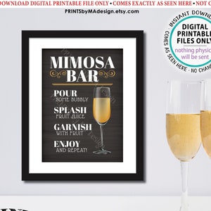 Mimosa Bar Sign, Make your own Mimosa Sign, PRINTABLE 5x7” Chalkboard Style Sign &lt;Instant Download&gt;