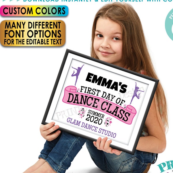 First Day of Dance Class Sign, Editable 1st Day of Modern Dance, Custom PRINTABLE 8x10/16x20” Dancing Photo Prop <Edit Yourself w/Corjl>