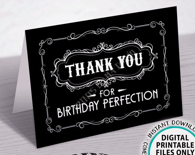 Thank You Card, Birthday Thank You, Birthday Perfection, Aged to Perfection Whiskey Birthday Party, PRINTABLE 8.5x11" Digital File <ID>