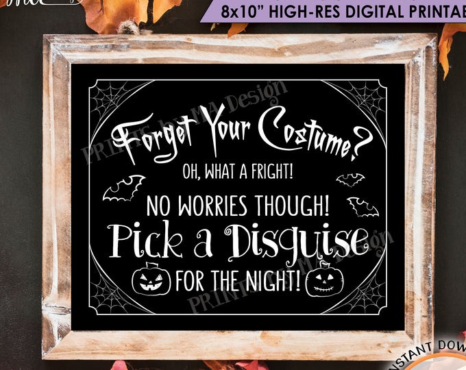 Halloween Party Sign Costume Party Sign, Forgot Costume, No Halloween Costume Sign PRINTABLE 8x10” Instant Download No Costume Sign